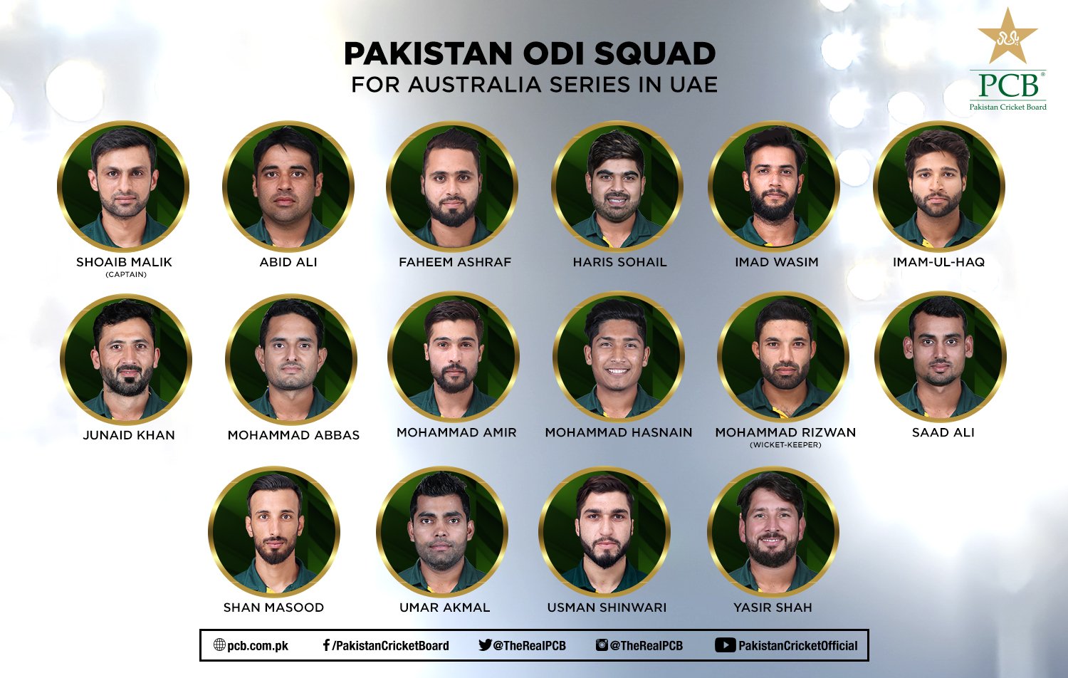 Pakistan squad for Australia ODIs announced Press Release PCB