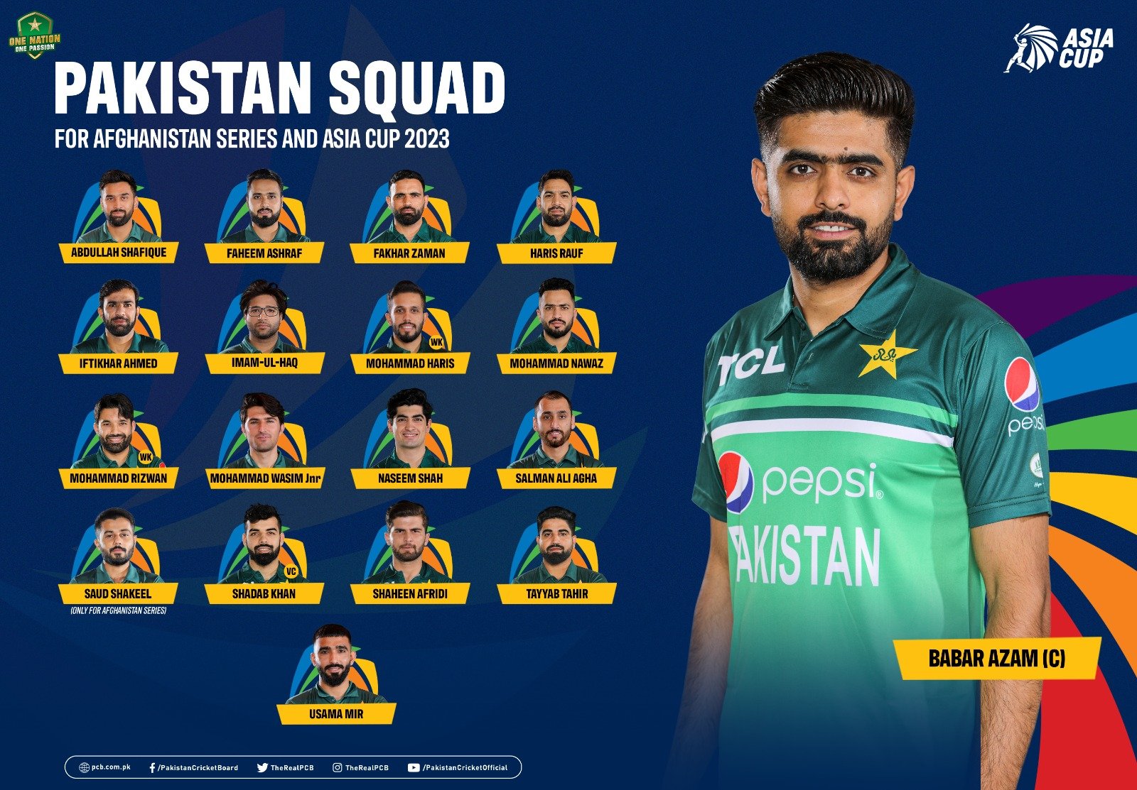 Pakistan Announce Squads For Asia Cup And Afghanistan Series Press Release PCB