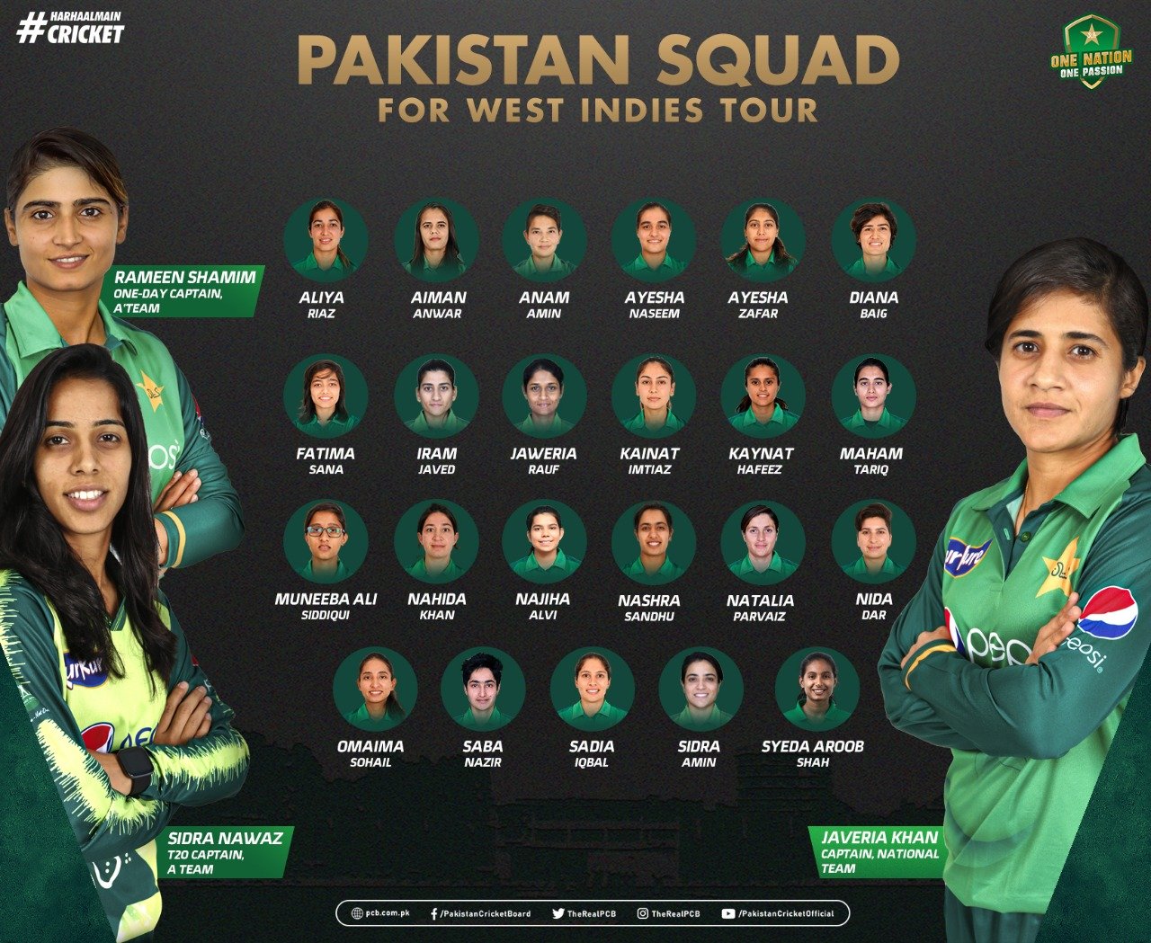 26-player women squad announced for West Indies tour | Press Release | PCB