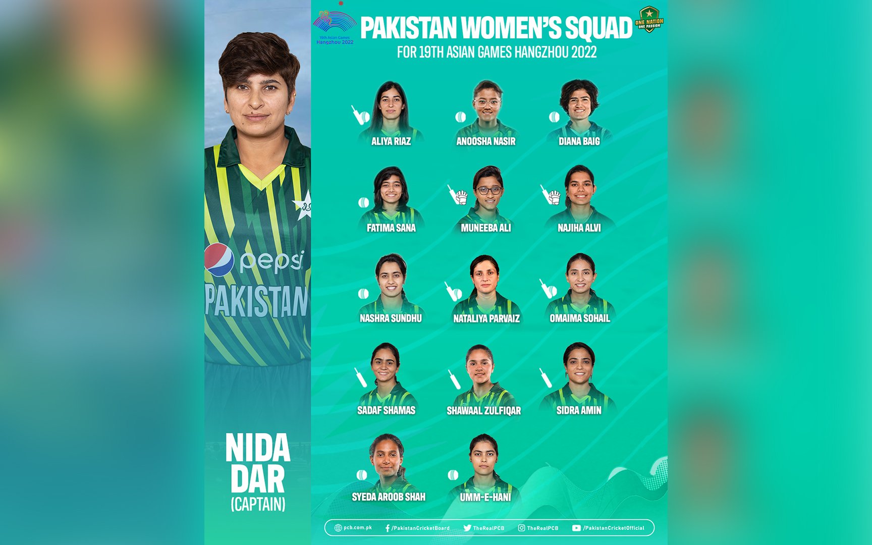 Pakistan women's squad for Asian Games announced Press Release PCB