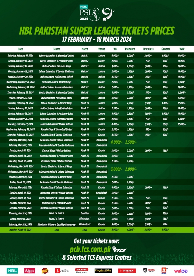 Tcs Psl Tickets 2025 Online Booking